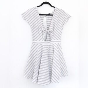 HOMAGE Gray and White Striped Romper - L